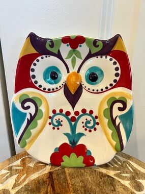 Home Accents Bella Decorative Multicolor Owl Ceramic Plate - Home Art